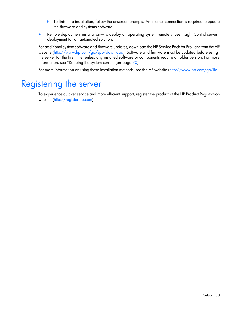 Registering the server | HP ProLiant DL320e Gen8 Server User Manual | Page 30 / 96