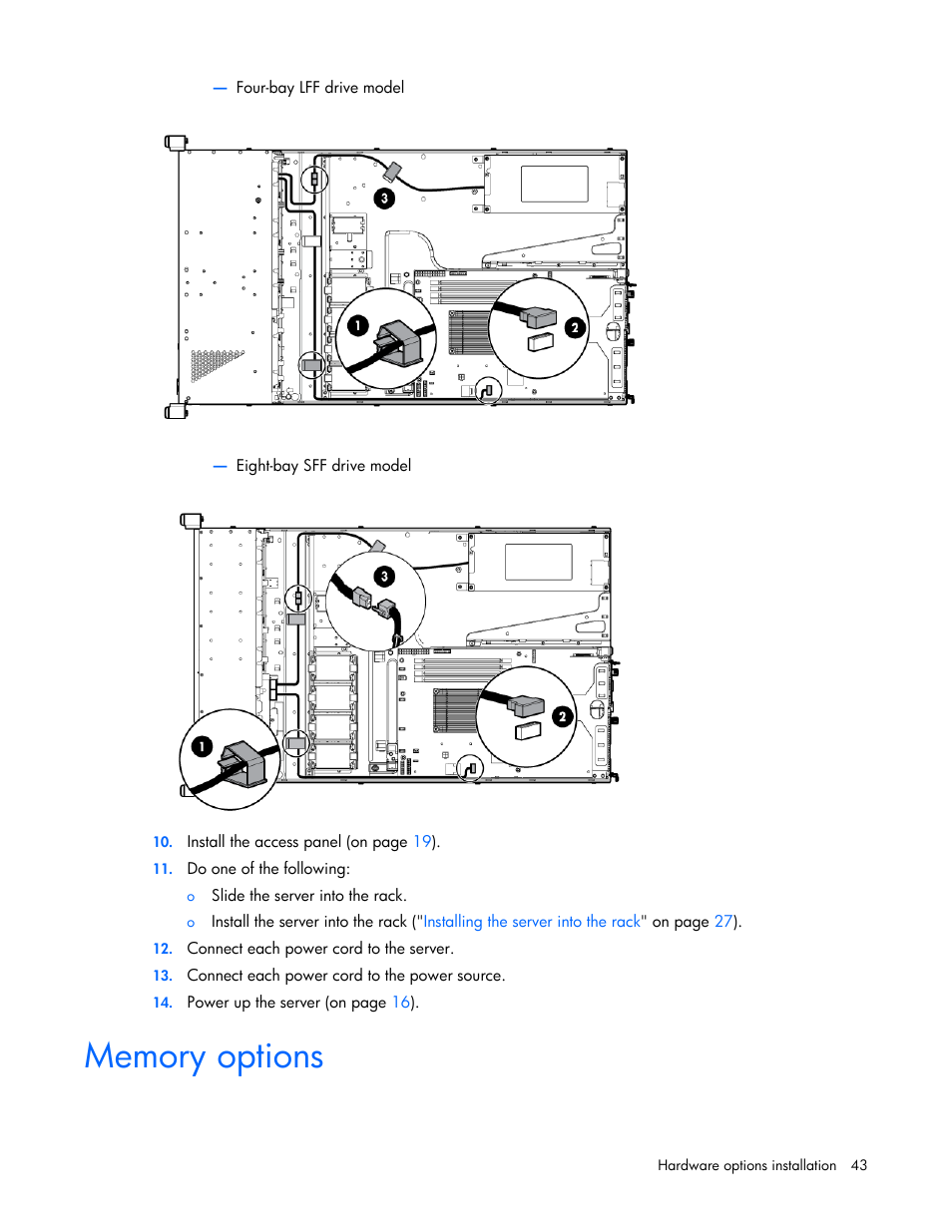 Memory options | HP ProLiant DL320e Gen8 Server User Manual | Page 43 / 96