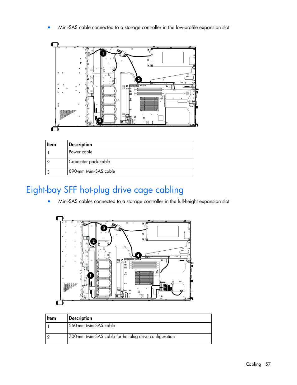 Eight-bay sff hot-plug drive cage cabling | HP ProLiant DL320e Gen8 Server User Manual | Page 57 / 96