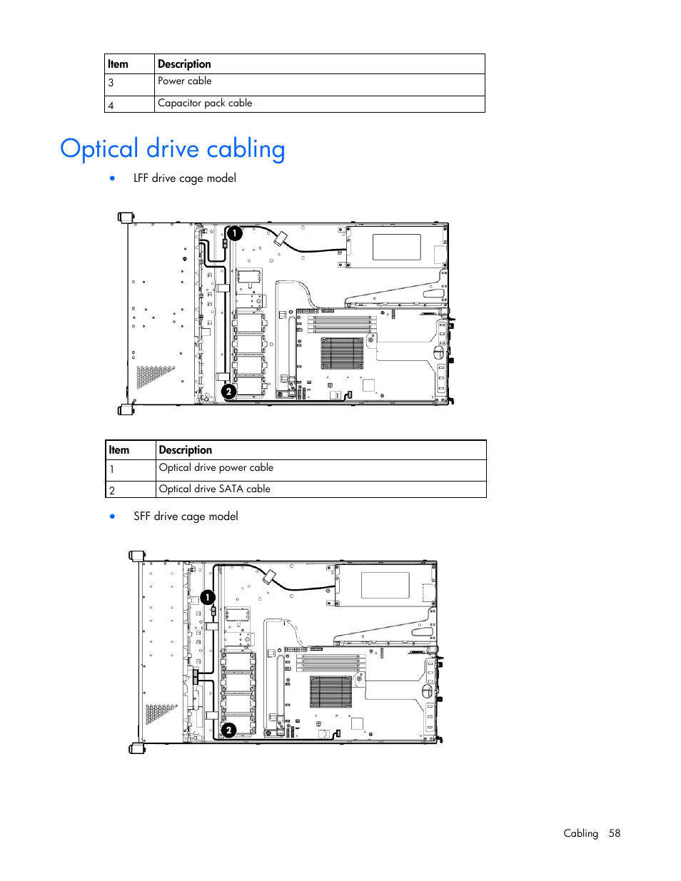 Optical drive cabling | HP ProLiant DL320e Gen8 Server User Manual | Page 58 / 96