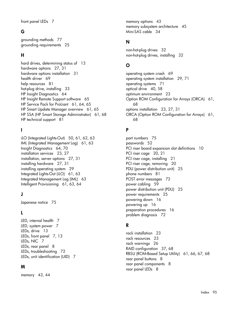 HP ProLiant DL320e Gen8 Server User Manual | Page 95 / 96