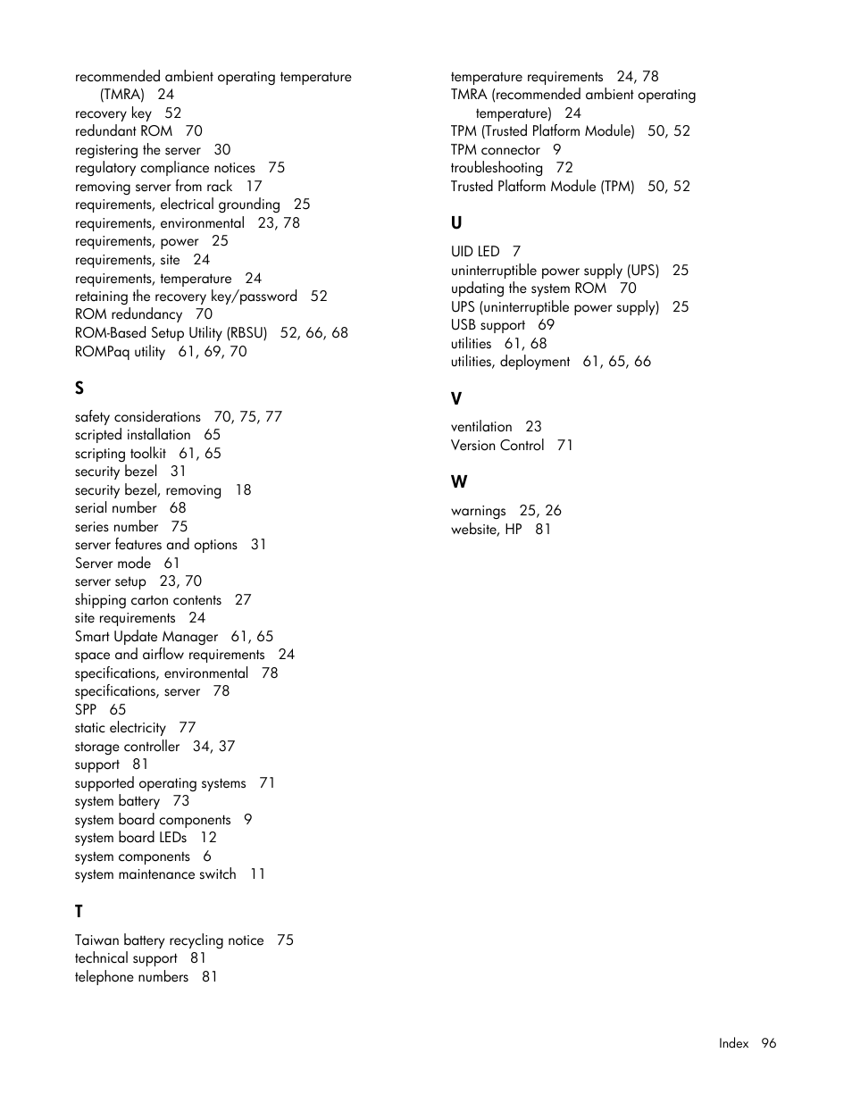 HP ProLiant DL320e Gen8 Server User Manual | Page 96 / 96