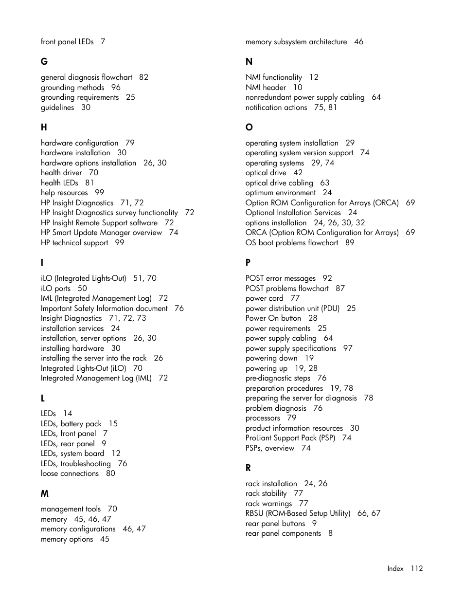 HP ProLiant ML110 G7 Server User Manual | Page 112 / 113