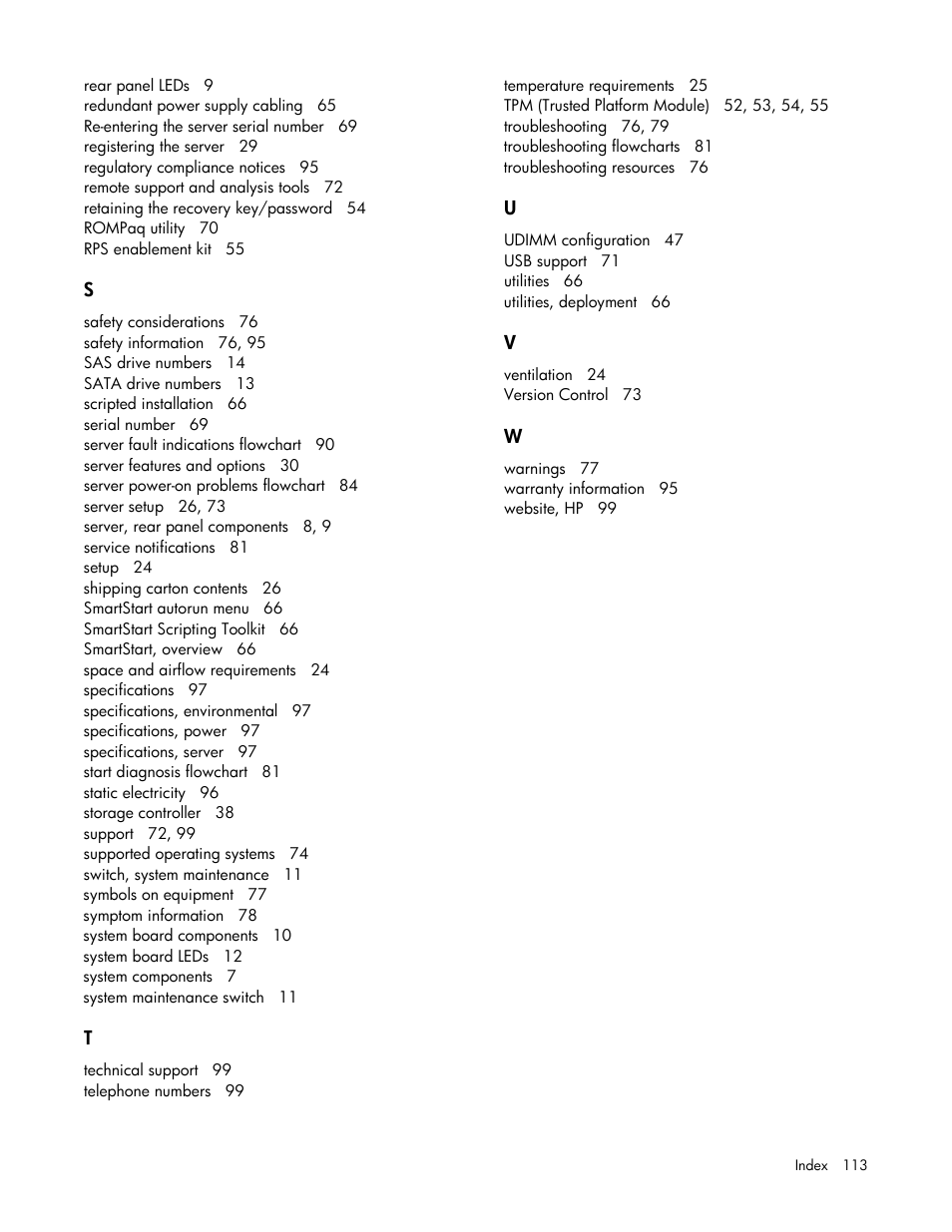 HP ProLiant ML110 G7 Server User Manual | Page 113 / 113