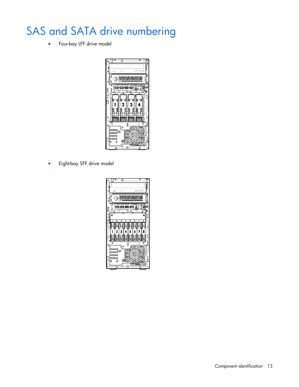 Sas and sata drive numbering | HP ProLiant ML110 G7 Server User Manual | Page 13 / 113