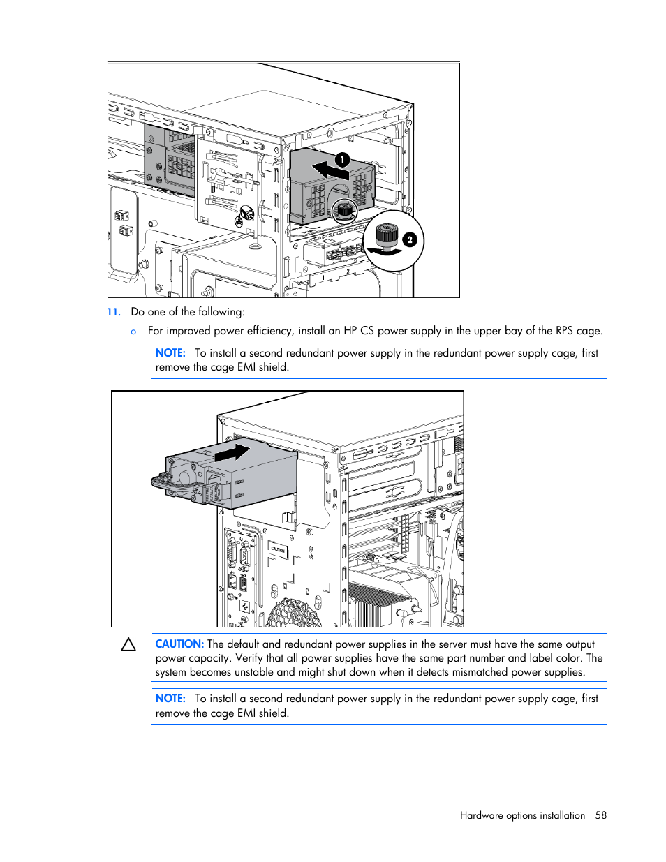 HP ProLiant ML110 G7 Server User Manual | Page 58 / 113