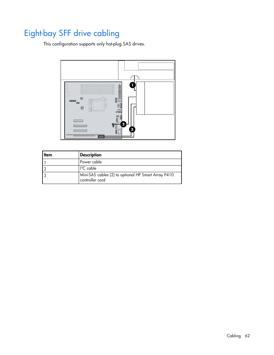 Eight-bay sff drive cabling | HP ProLiant ML110 G7 Server User Manual | Page 62 / 113