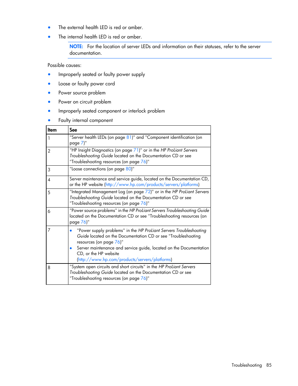 HP ProLiant ML110 G7 Server User Manual | Page 85 / 113