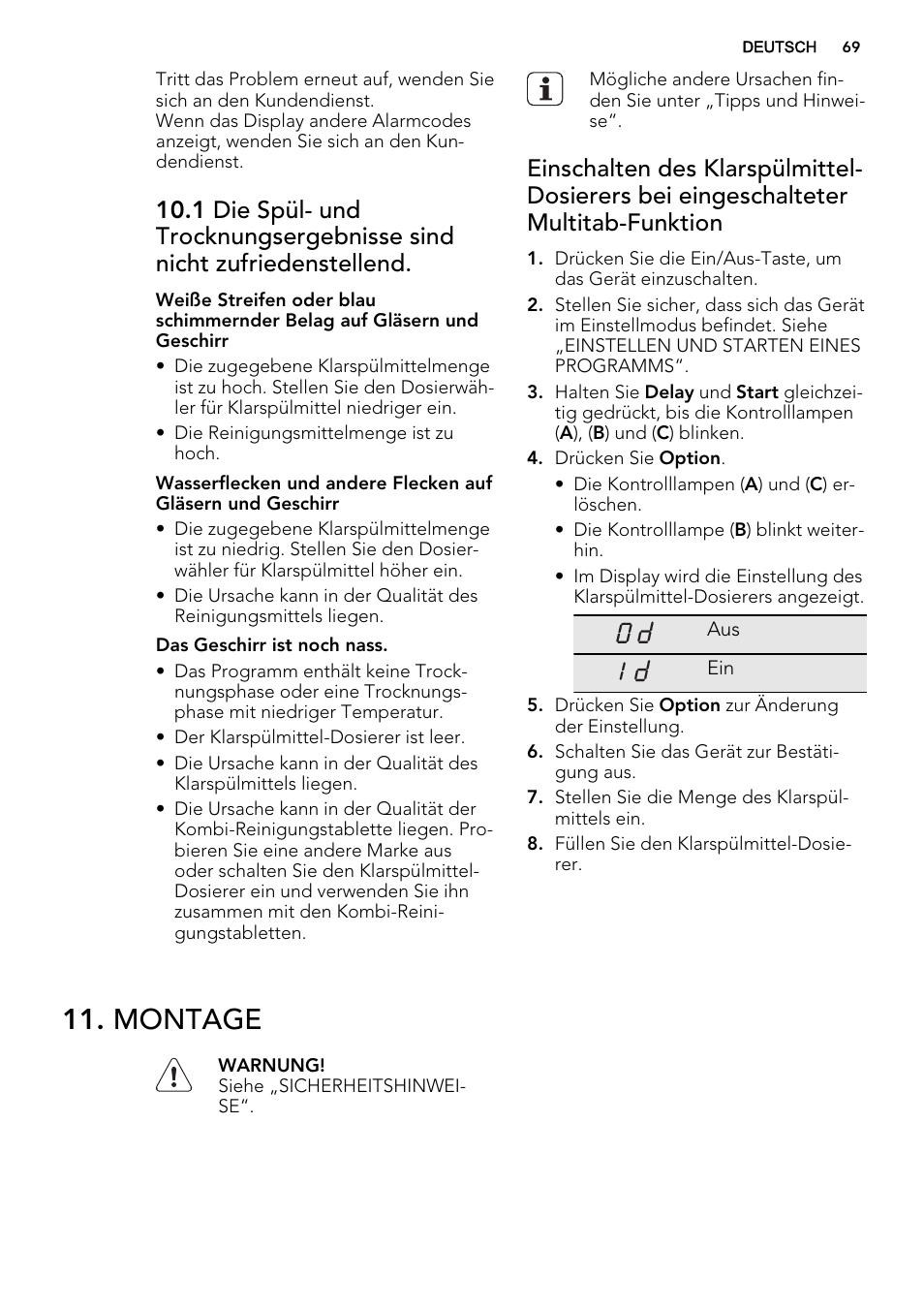 Montage | AEG F77012W0P User Manual | Page 69 / 76