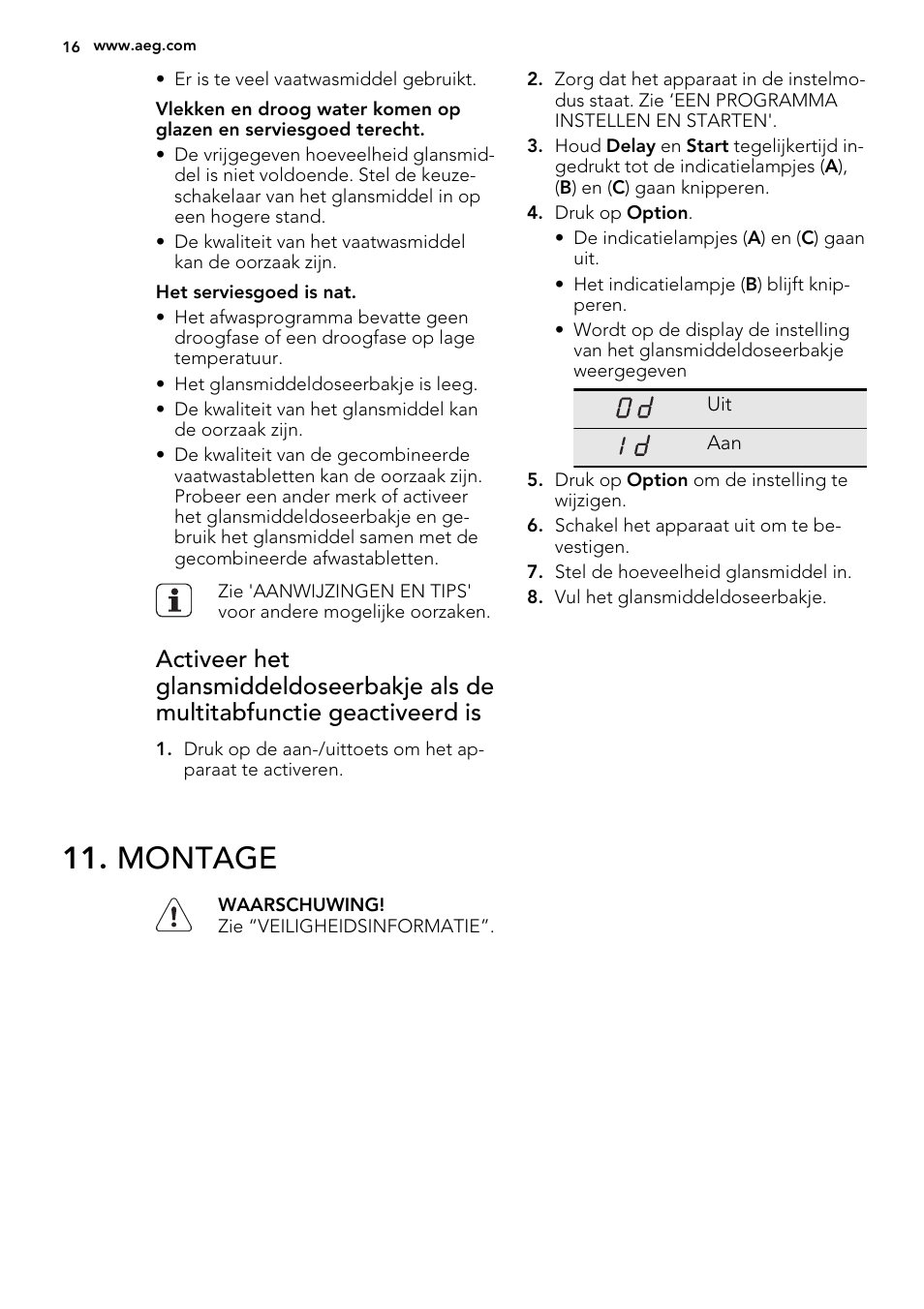 Montage | AEG F77028W0P User Manual | Page 16 / 76