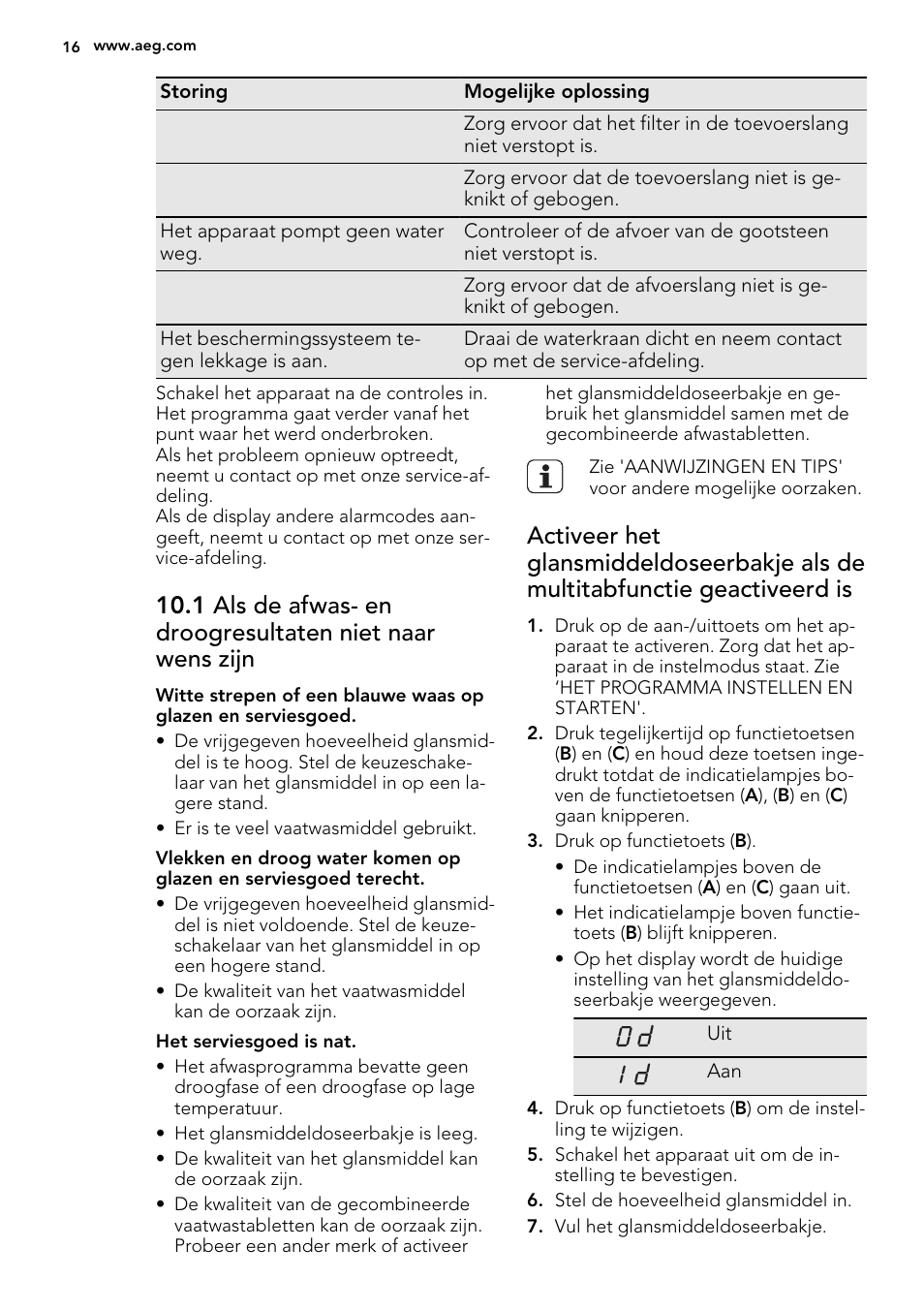 AEG F55022W0 User Manual | Page 16 / 68