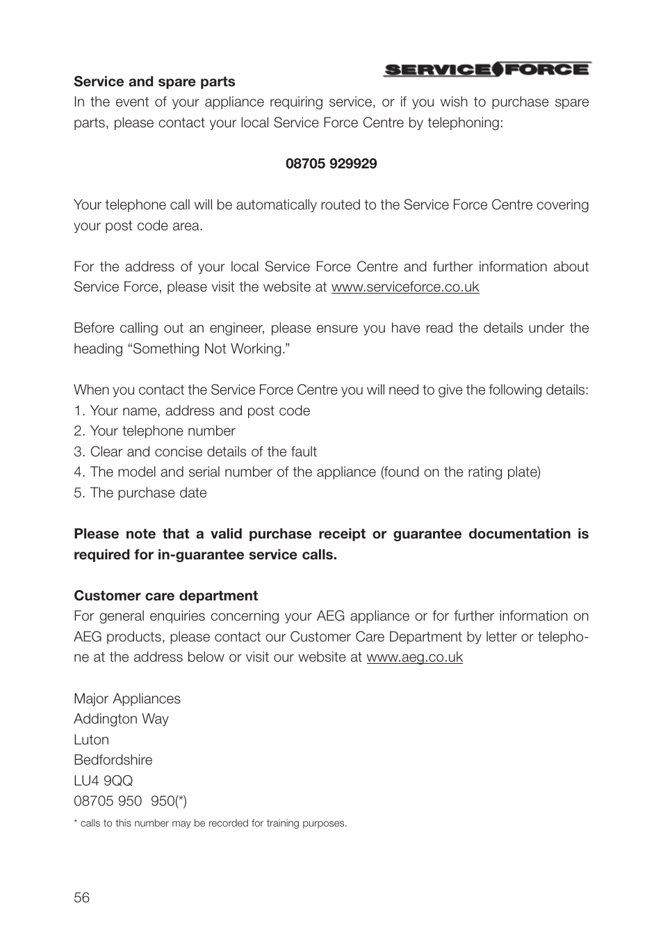 AEG SWS98820L0 User Manual | Page 56 / 104