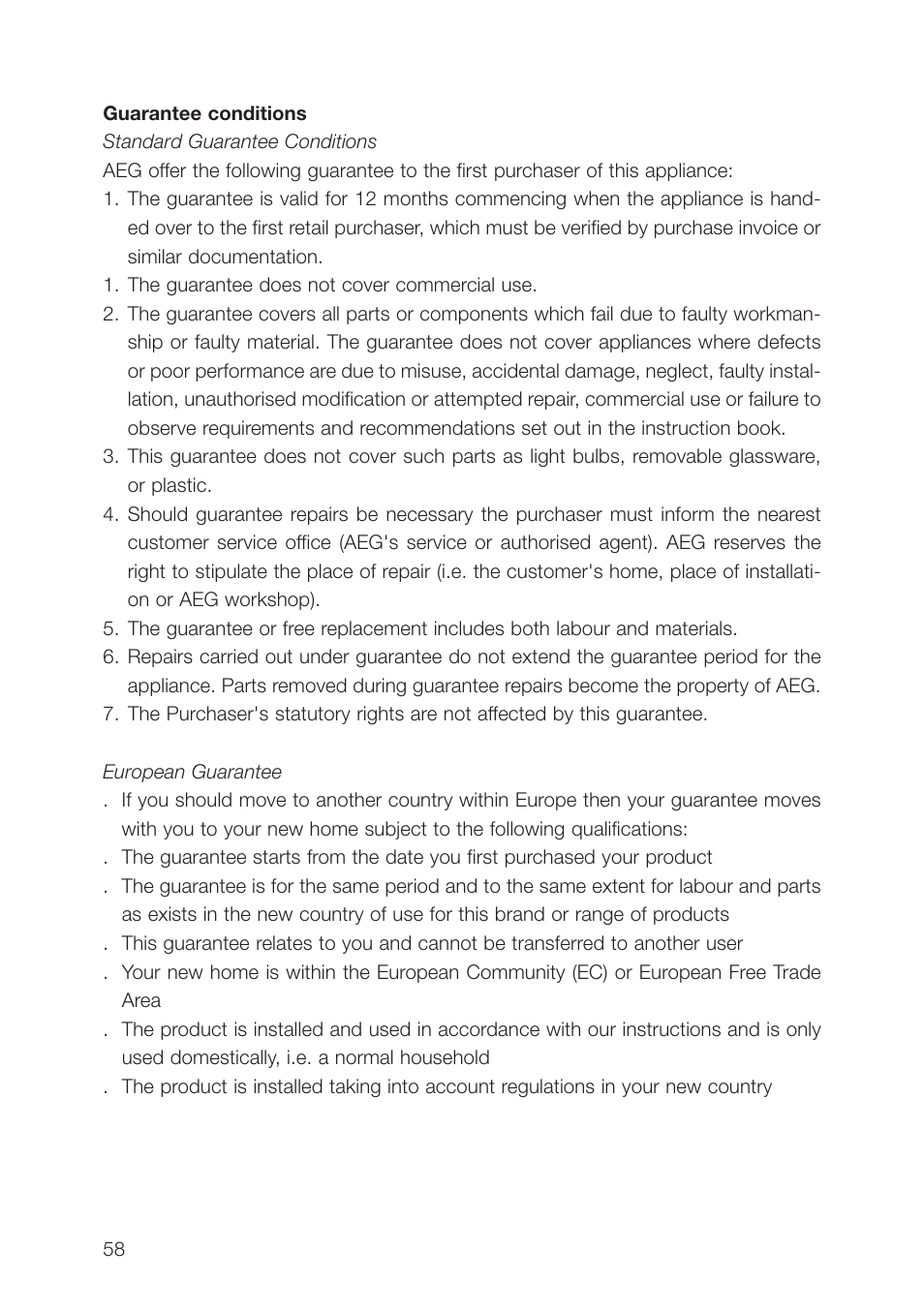 AEG SWS98820L0 User Manual | Page 58 / 104