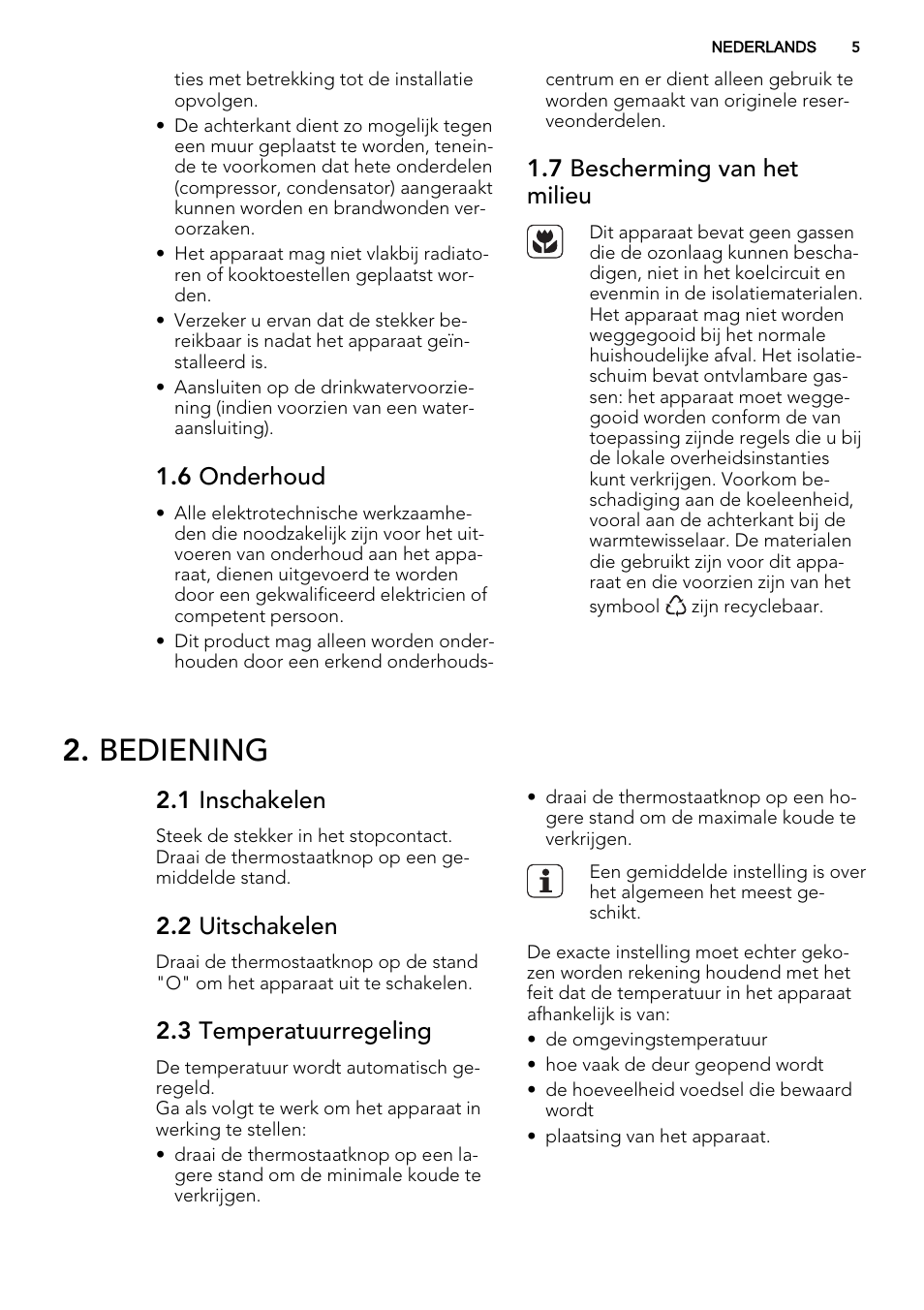 Bediening, 6 onderhoud, 7 bescherming van het milieu | 1 inschakelen, 2 uitschakelen, 3 temperatuurregeling | AEG SCS51400S1 User Manual | Page 5 / 92