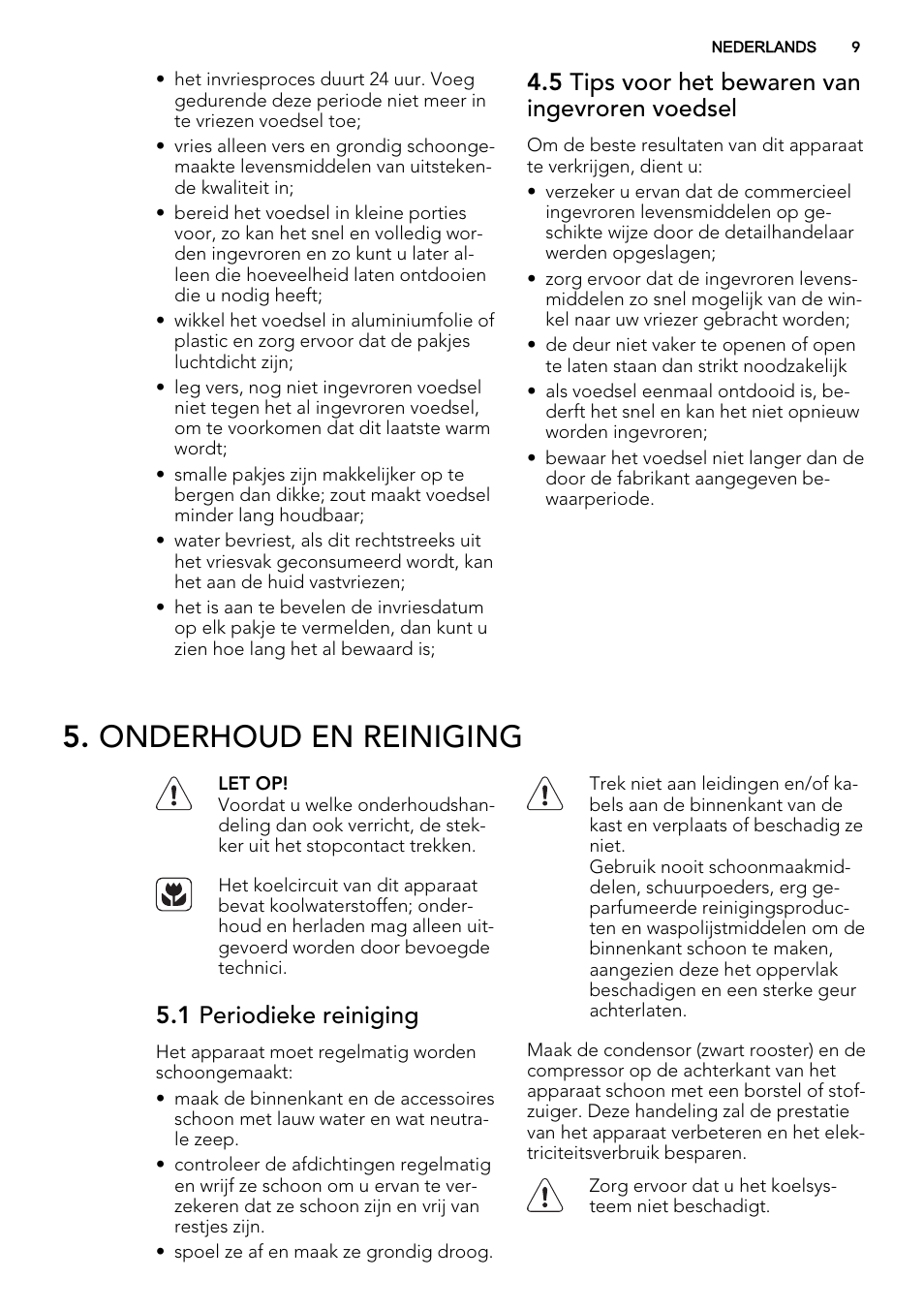 Onderhoud en reiniging, 5 tips voor het bewaren van ingevroren voedsel, 1 periodieke reiniging | AEG SCS51400S1 User Manual | Page 9 / 92