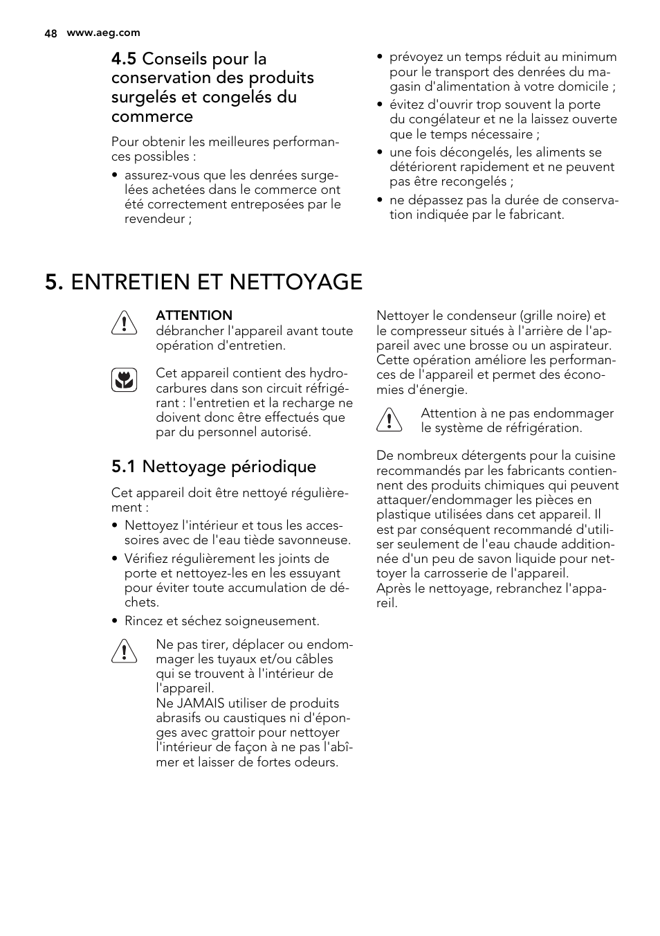 Entretien et nettoyage, 1 nettoyage périodique | AEG SCS81800F0 User Manual | Page 48 / 76