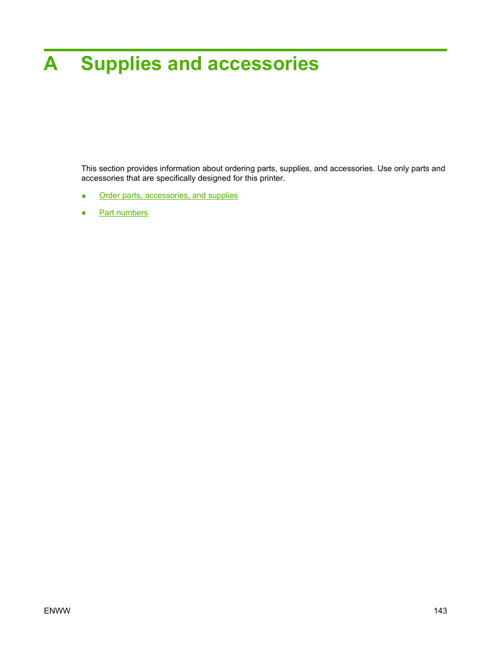 Supplies and accessories, Appendix a supplies and accessories, Asupplies and accessories | HP LaserJet 5200 Printer series User Manual | Page 155 / 212