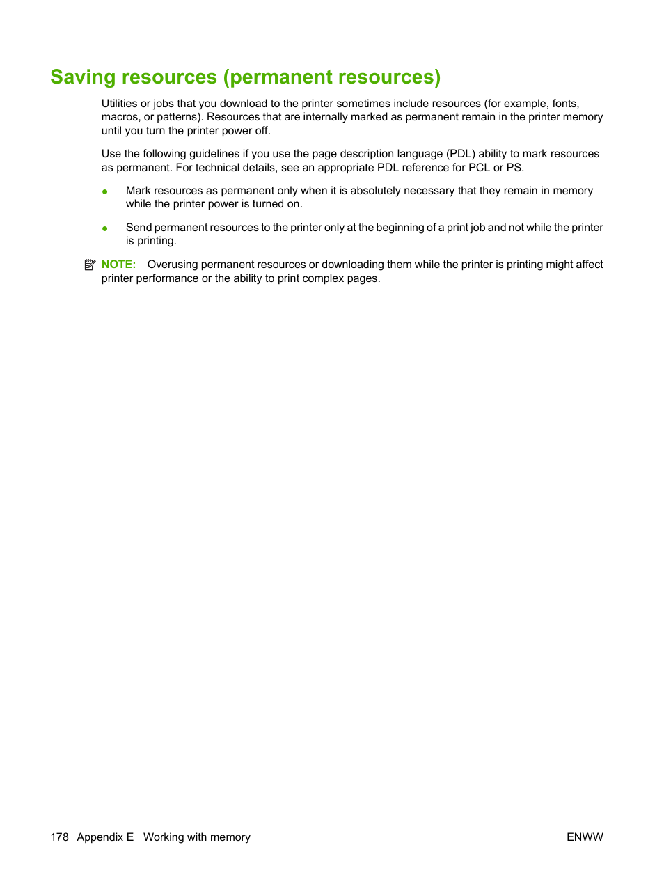 Saving resources (permanent resources) | HP LaserJet 5200 Printer series User Manual | Page 190 / 212