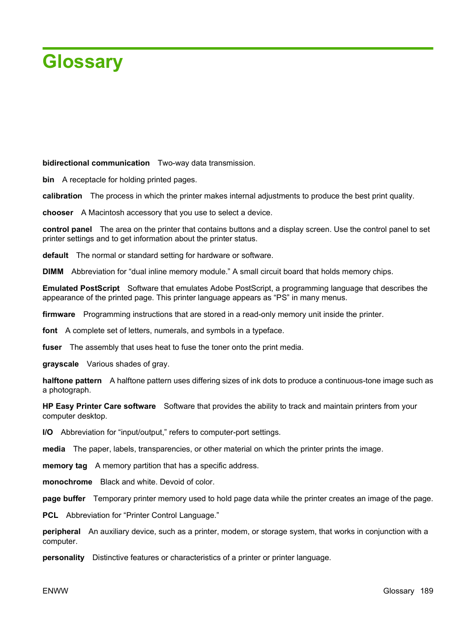 Glossary | HP LaserJet 5200 Printer series User Manual | Page 201 / 212