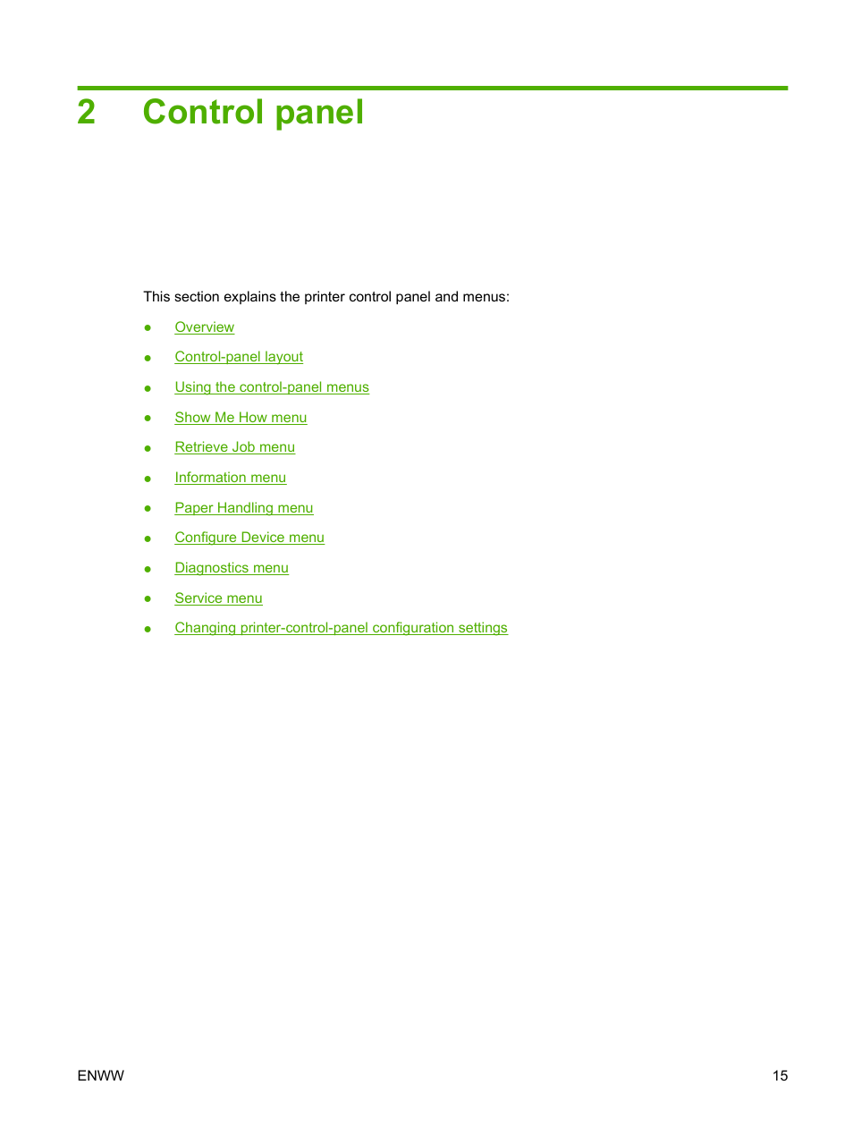 Control panel, 2 control panel, 2control panel | HP LaserJet 5200 Printer series User Manual | Page 27 / 212