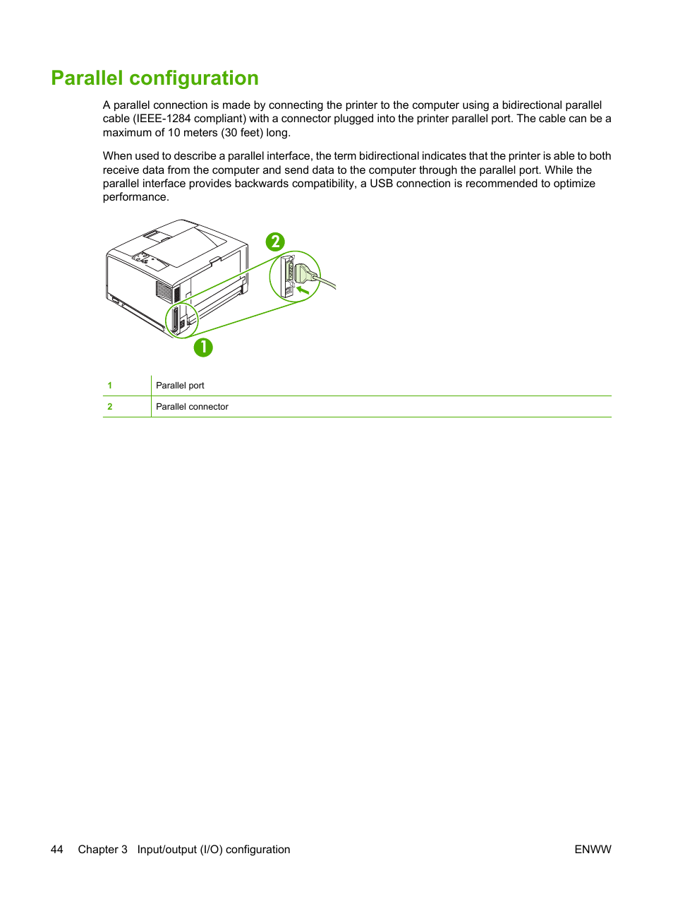 Parallel configuration | HP LaserJet 5200 Printer series User Manual | Page 56 / 212