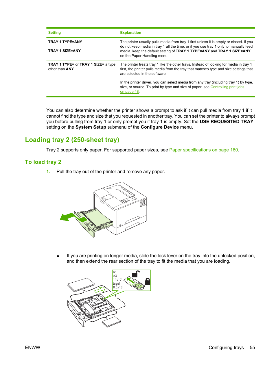 Loading tray 2 (250-sheet tray), To load tray 2 | HP LaserJet 5200 Printer series User Manual | Page 67 / 212