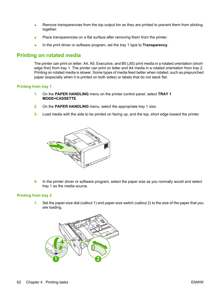 Printing on rotated media, Printing on rotated | HP LaserJet 5200 Printer series User Manual | Page 74 / 212