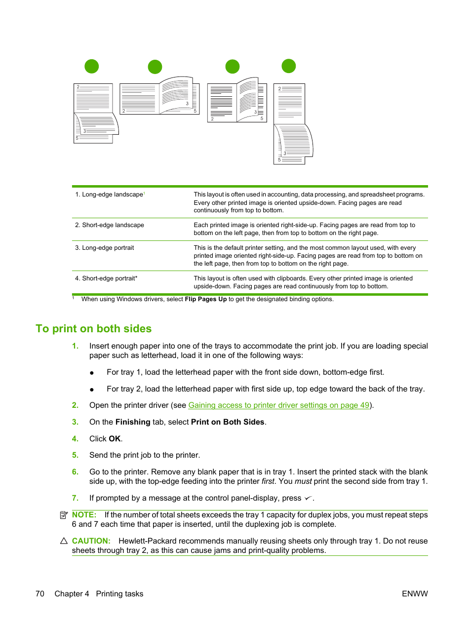 To print on both sides | HP LaserJet 5200 Printer series User Manual | Page 82 / 212