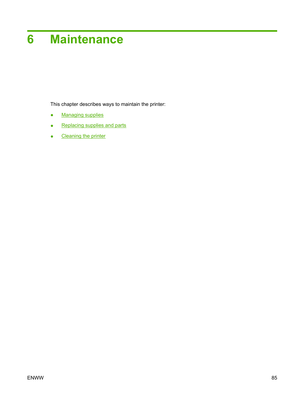 Maintenance, 6 maintenance, 6maintenance | HP LaserJet 5200 Printer series User Manual | Page 97 / 212