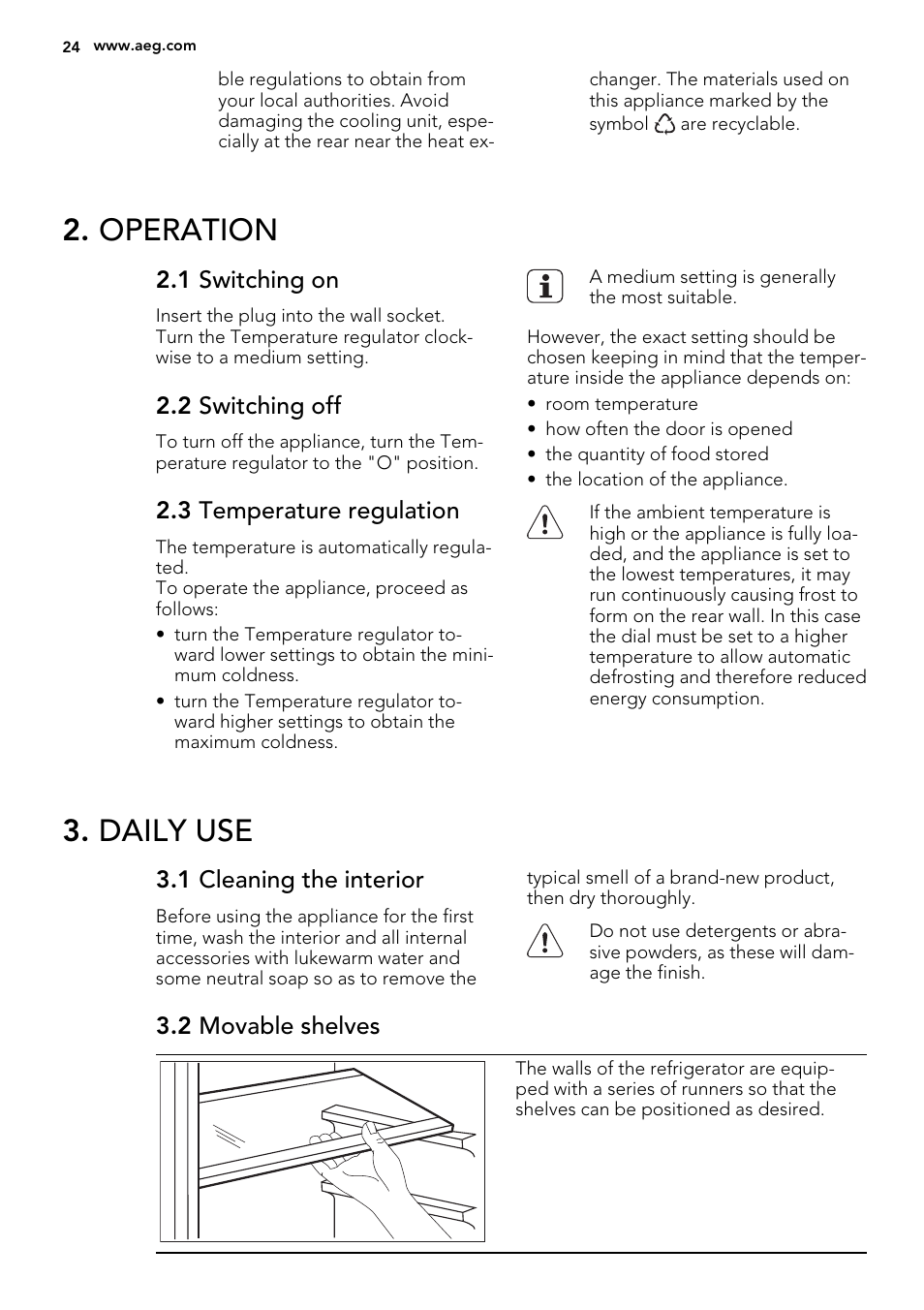 Operation, Daily use | AEG SDS51400S0 User Manual | Page 24 / 80