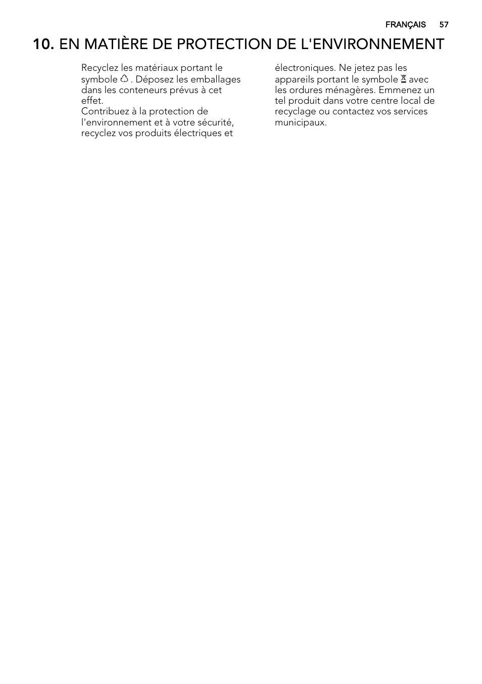 En matière de protection de l'environnement | AEG SDS51400S0 User Manual | Page 57 / 80