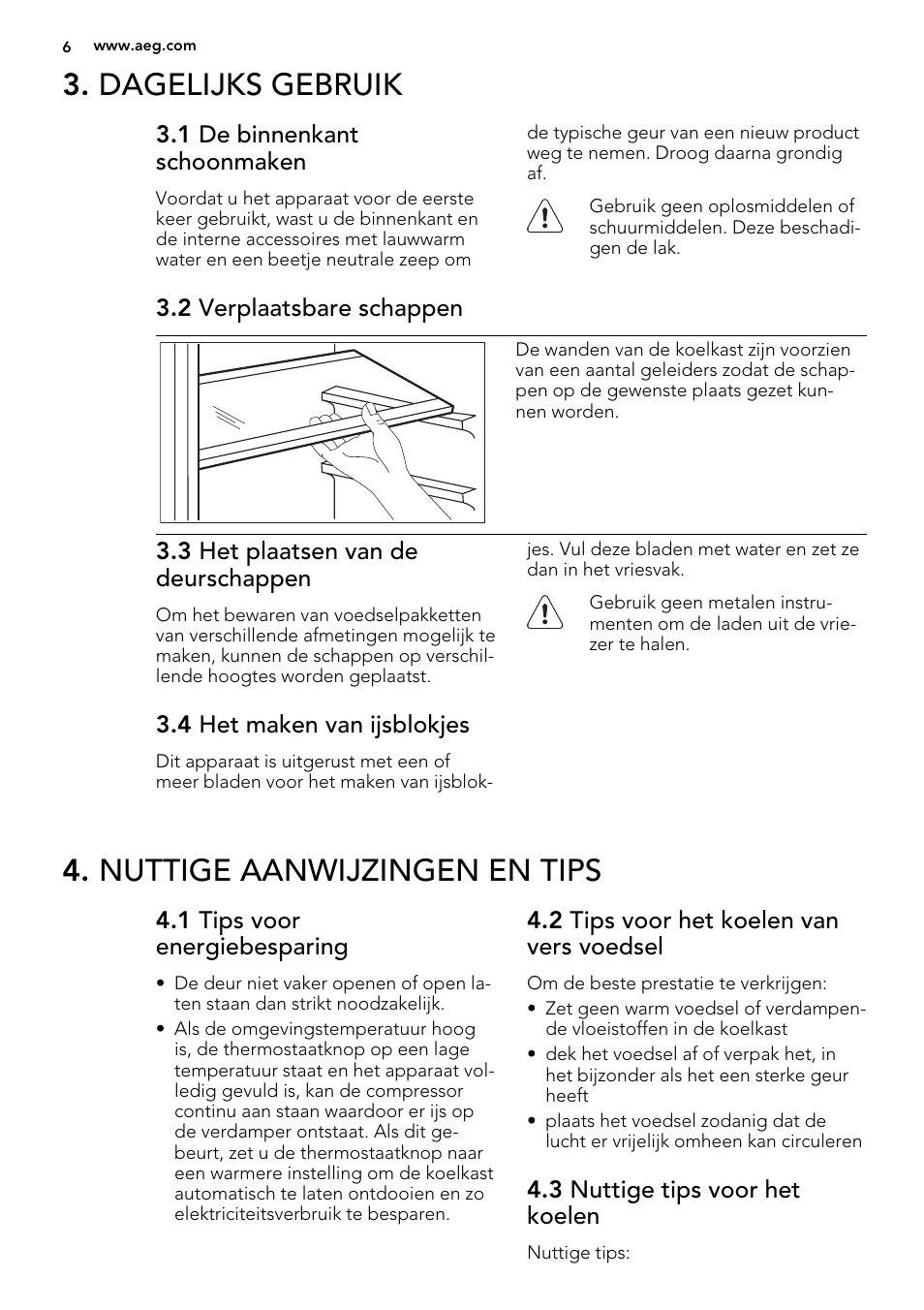 Dagelijks gebruik, Nuttige aanwijzingen en tips | AEG SDS51400S0 User Manual | Page 6 / 80