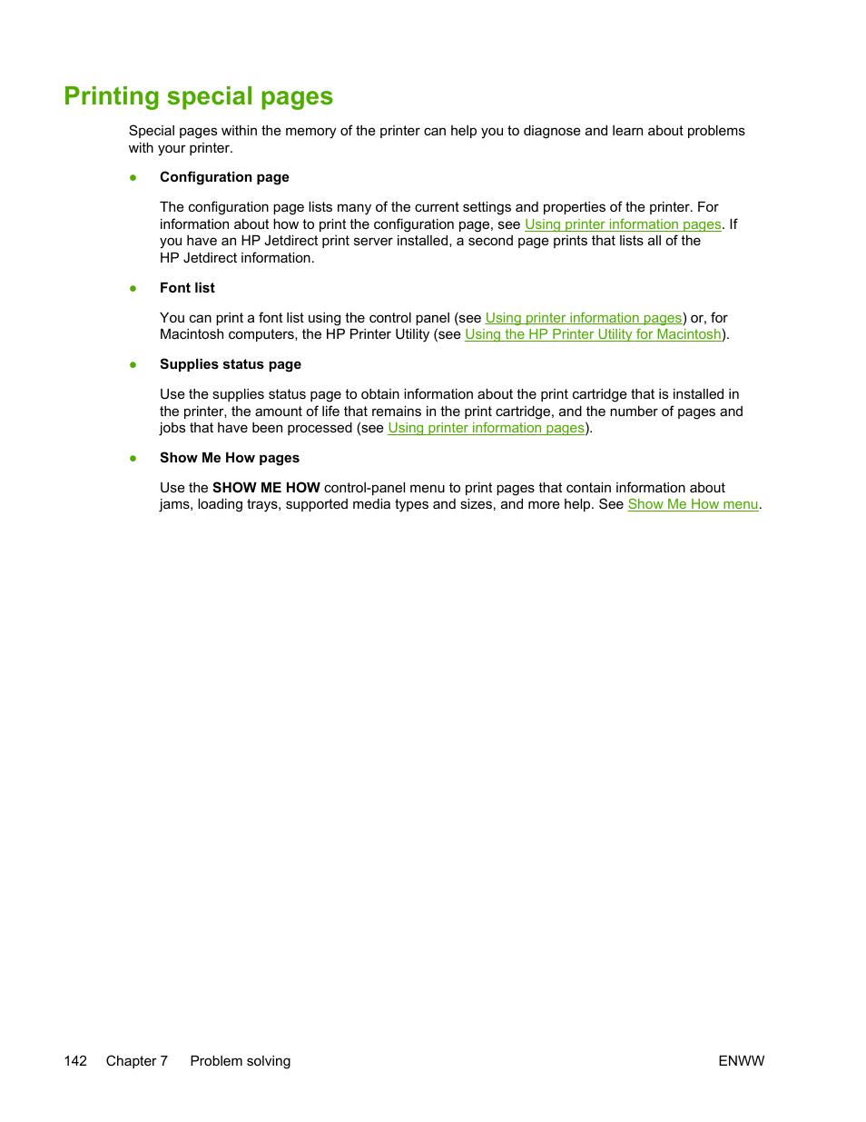 Printing special pages | HP LaserJet 5200 Printer series User Manual | Page 156 / 248
