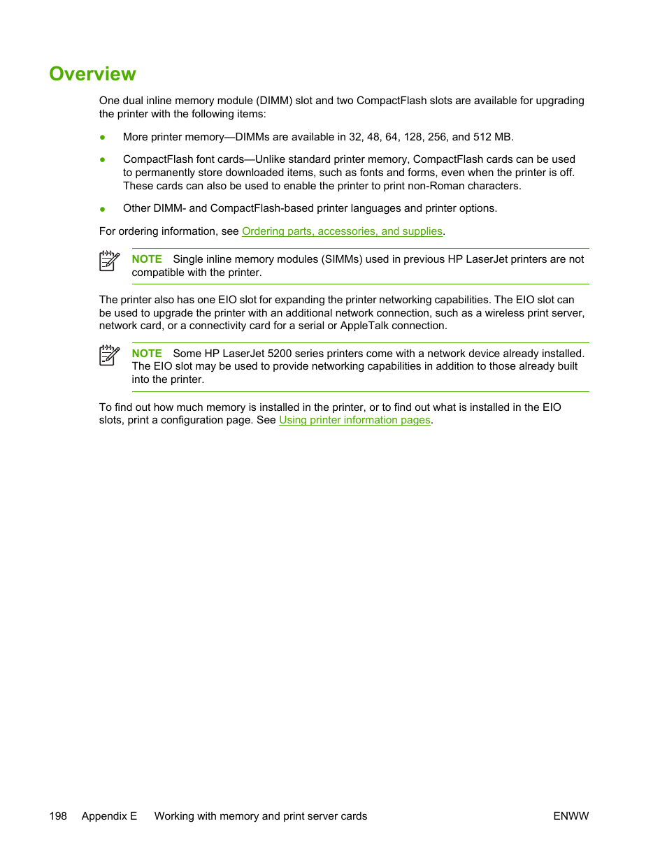 Overview | HP LaserJet 5200 Printer series User Manual | Page 212 / 248