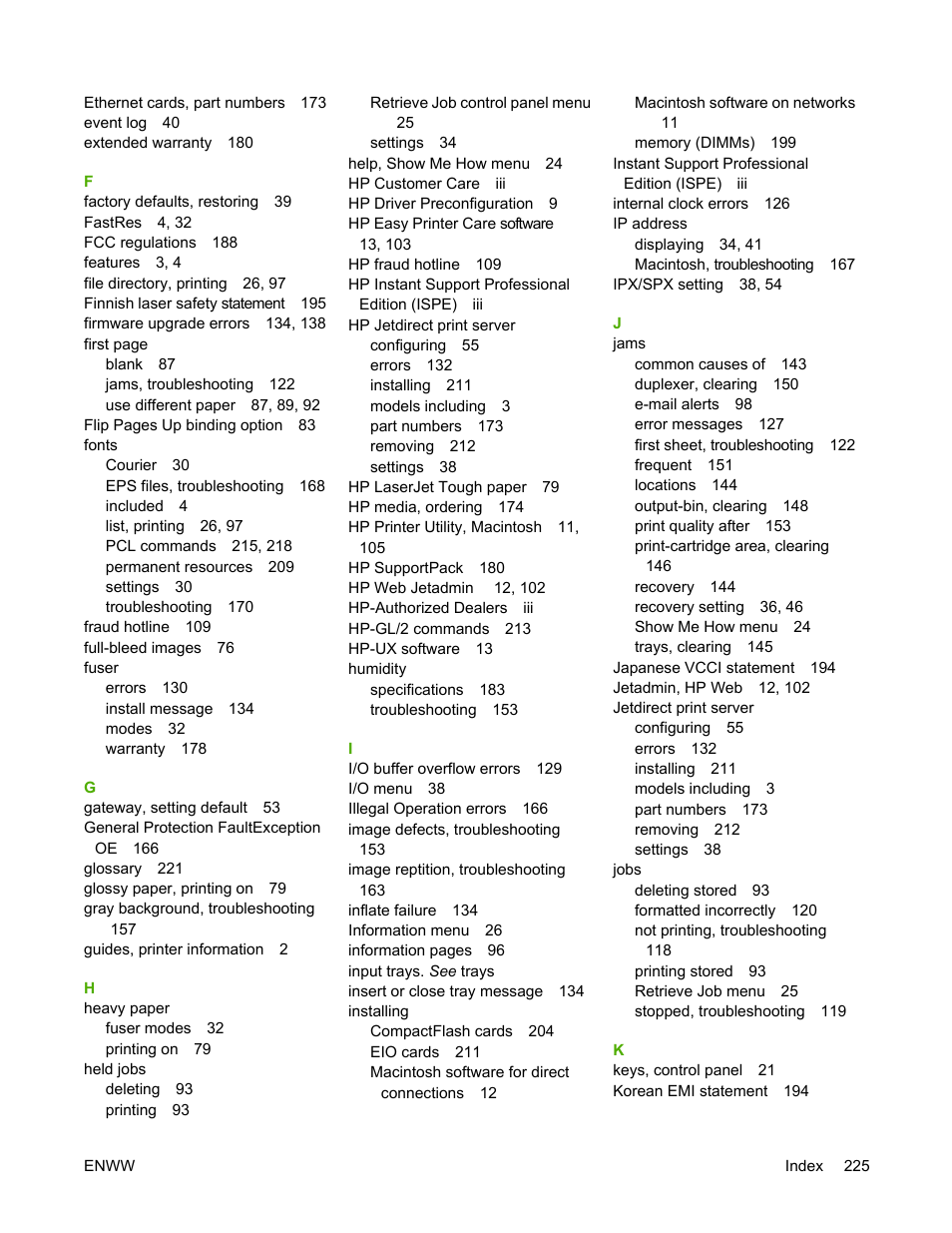 HP LaserJet 5200 Printer series User Manual | Page 239 / 248