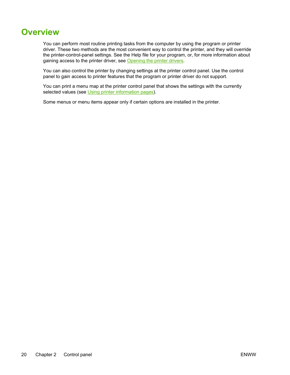 Overview | HP LaserJet 5200 Printer series User Manual | Page 34 / 248