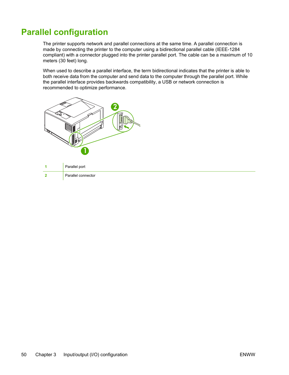 Parallel configuration | HP LaserJet 5200 Printer series User Manual | Page 64 / 248