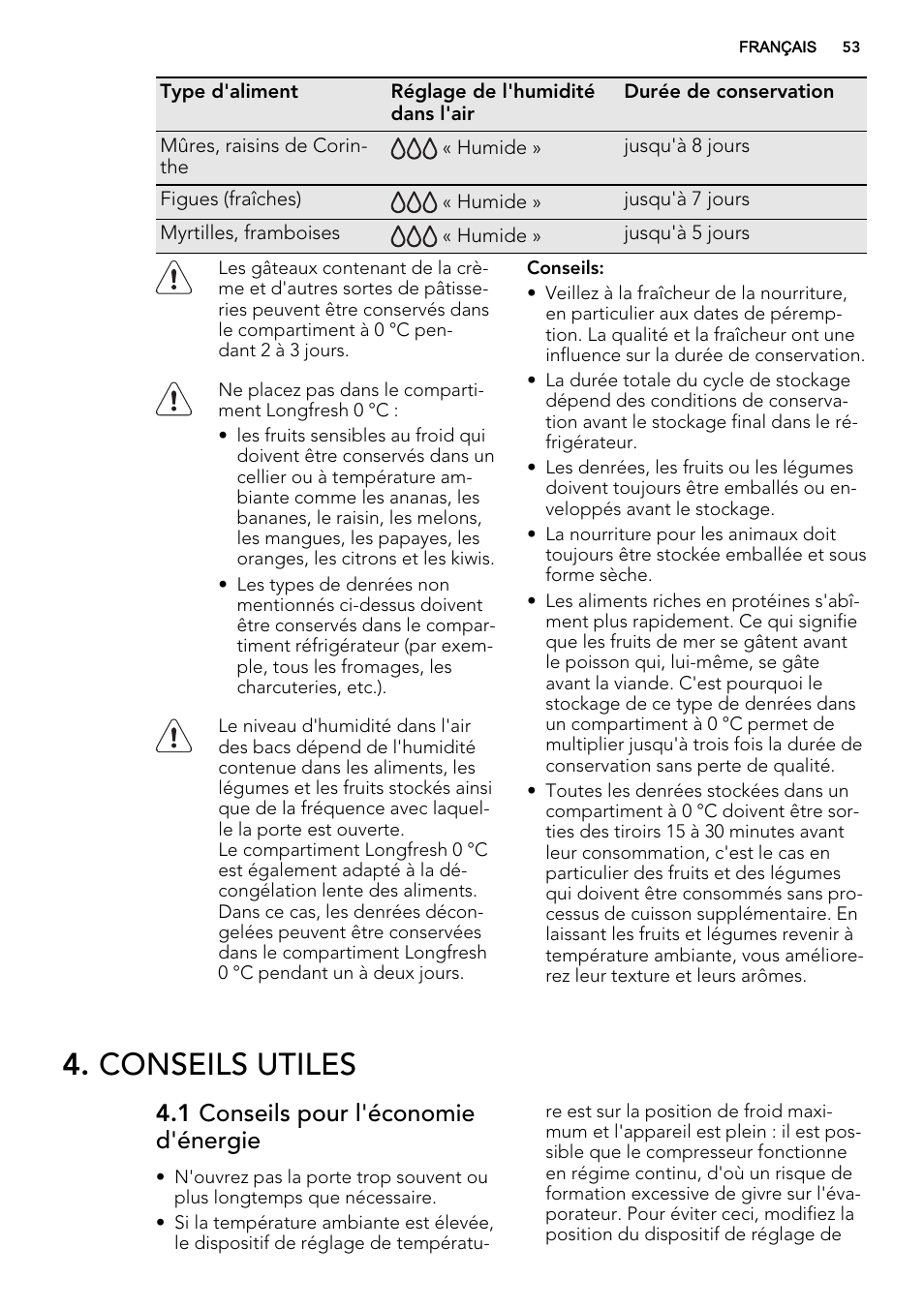 Conseils utiles, 1 conseils pour l'économie d'énergie | AEG SKZ81240F0 User Manual | Page 53 / 84