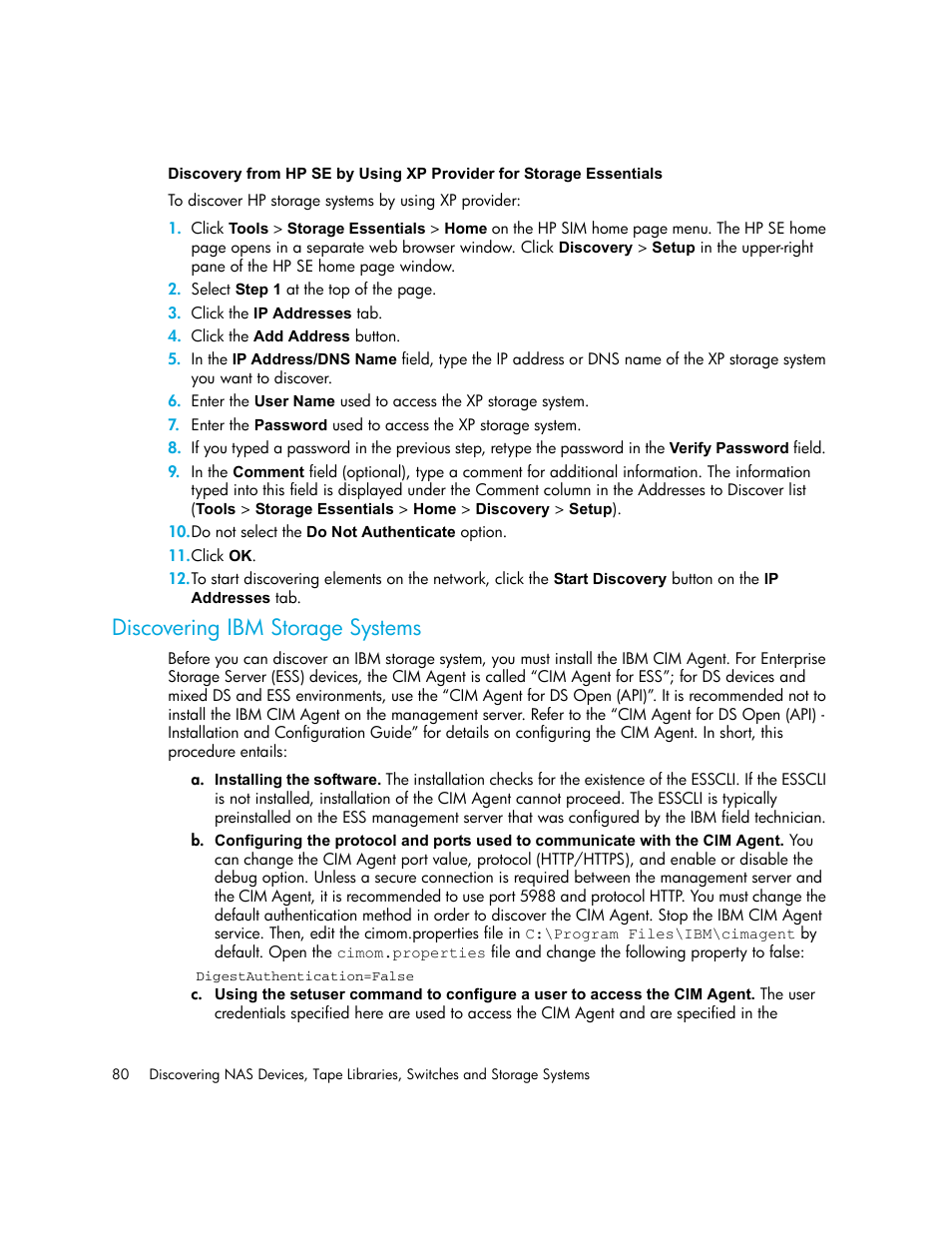 Discovering ibm storage systems, Discovering ibm storage, Systems | HP Storage Essentials NAS Manager Software User Manual | Page 112 / 770