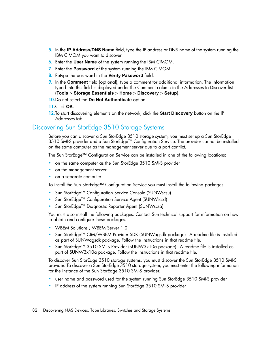 Discovering sun storedge 3510 storage systems, Discovering sun storedge, 3510 storage systems | HP Storage Essentials NAS Manager Software User Manual | Page 114 / 770