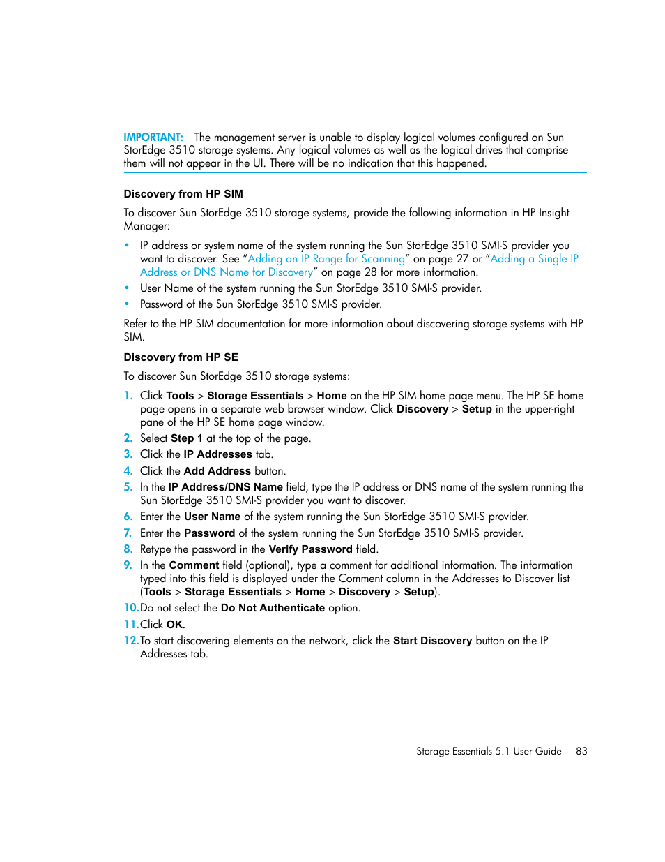 Discovery from hp sim discovery from hp se | HP Storage Essentials NAS Manager Software User Manual | Page 115 / 770