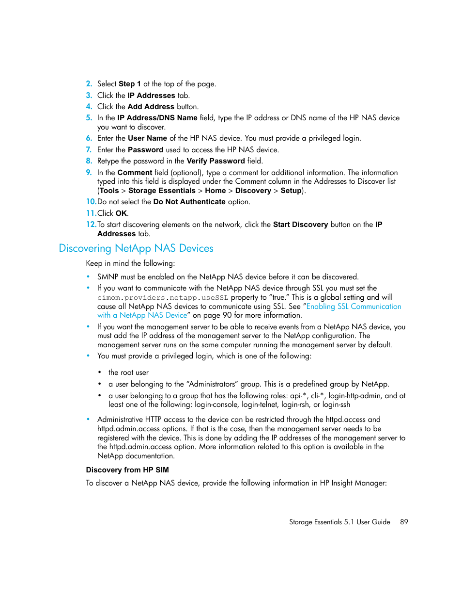 Discovering netapp nas devices, Discovery from hp sim, Discovering netapp nas | Devices | HP Storage Essentials NAS Manager Software User Manual | Page 121 / 770