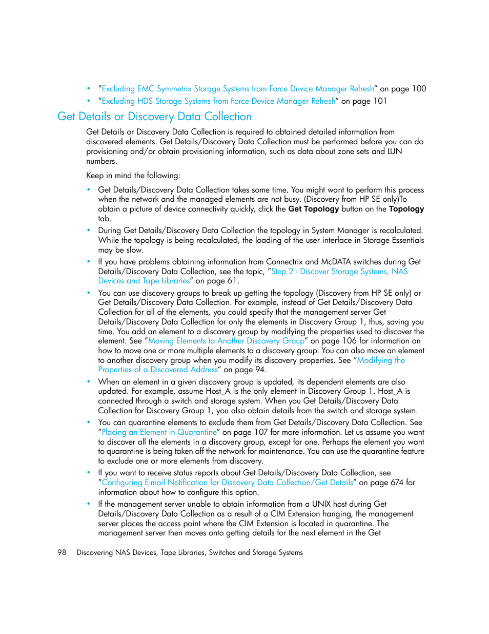 Get details or discovery data collection | HP Storage Essentials NAS Manager Software User Manual | Page 130 / 770