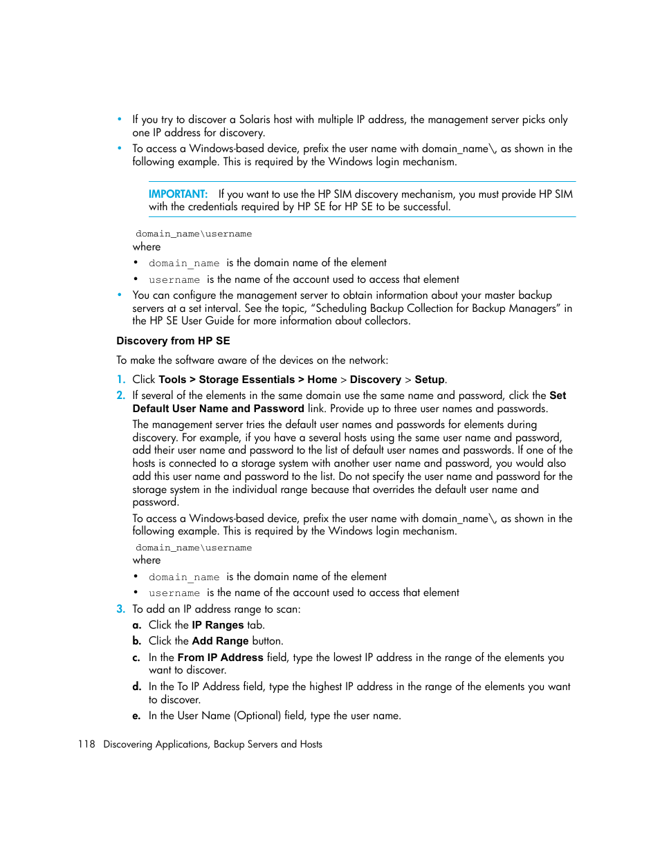 Discovery from hp se | HP Storage Essentials NAS Manager Software User Manual | Page 150 / 770