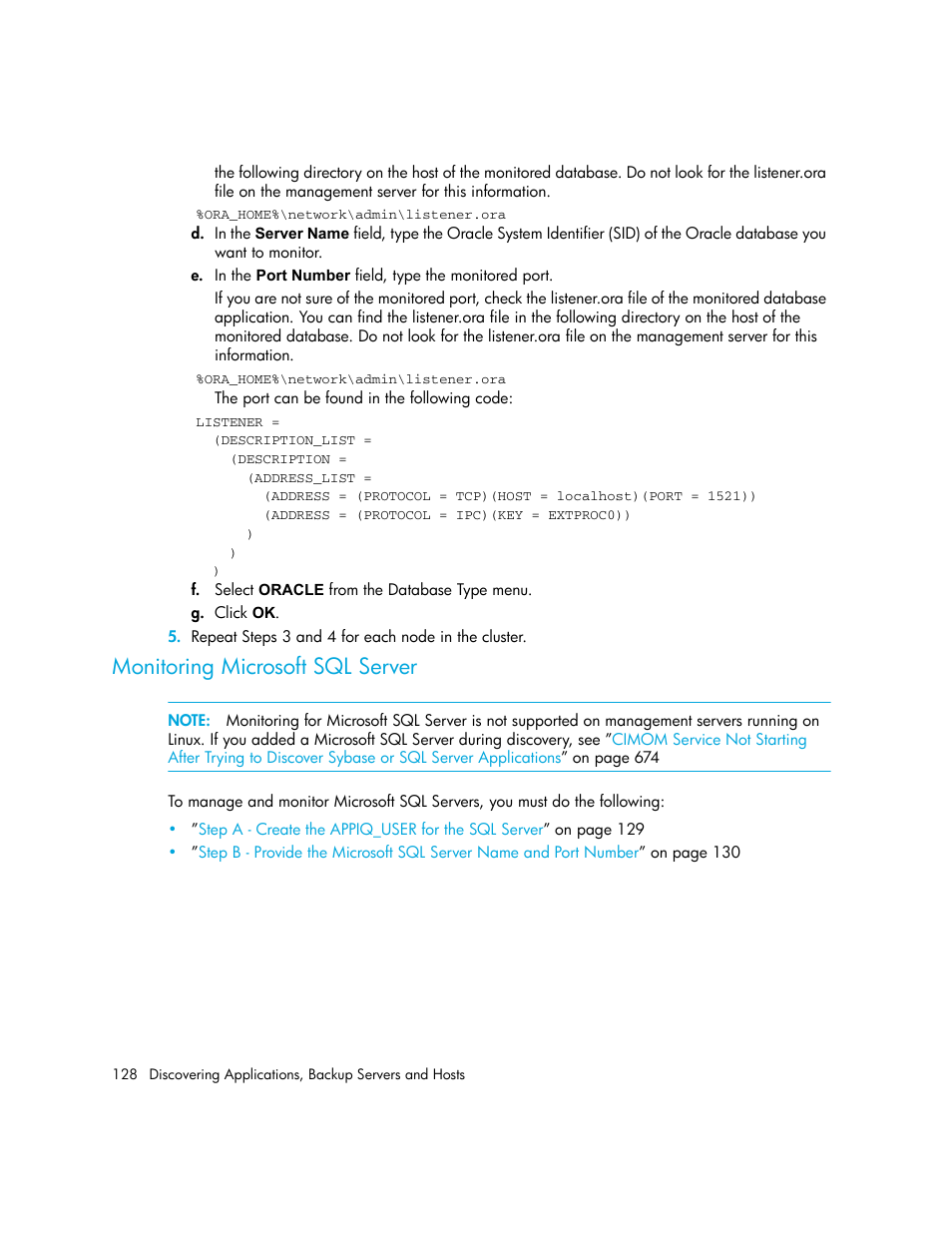 Monitoring microsoft sql server | HP Storage Essentials NAS Manager Software User Manual | Page 160 / 770