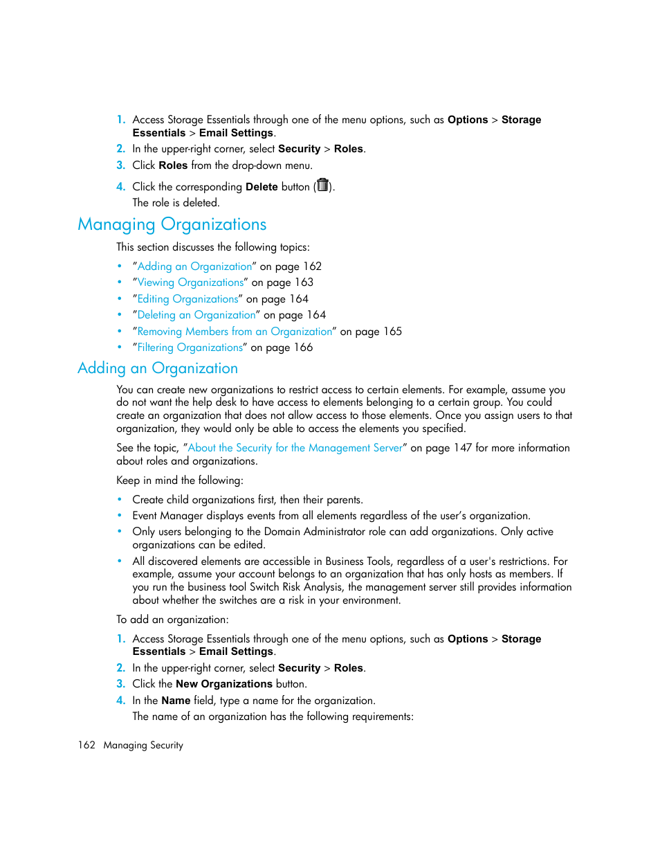 Managing organizations, Adding an organization | HP Storage Essentials NAS Manager Software User Manual | Page 194 / 770