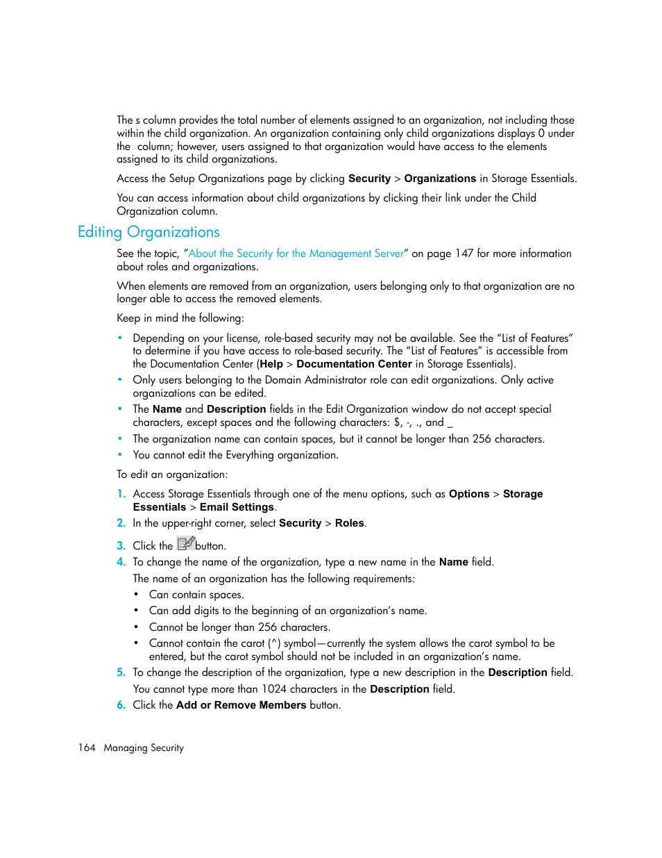 Editing organizations | HP Storage Essentials NAS Manager Software User Manual | Page 196 / 770