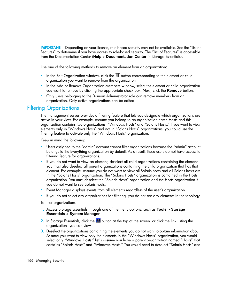 Filtering organizations | HP Storage Essentials NAS Manager Software User Manual | Page 198 / 770