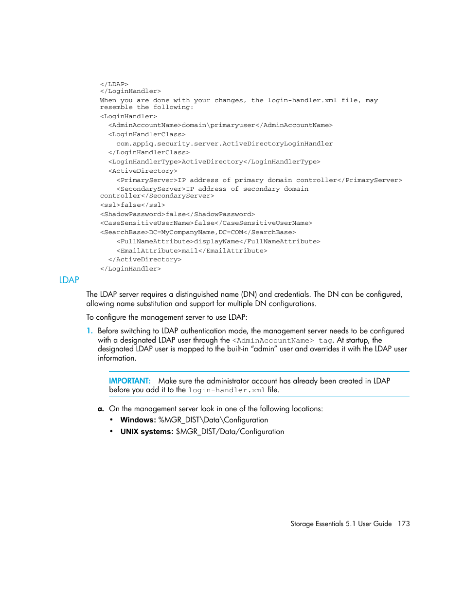 Ldap, D in | HP Storage Essentials NAS Manager Software User Manual | Page 205 / 770