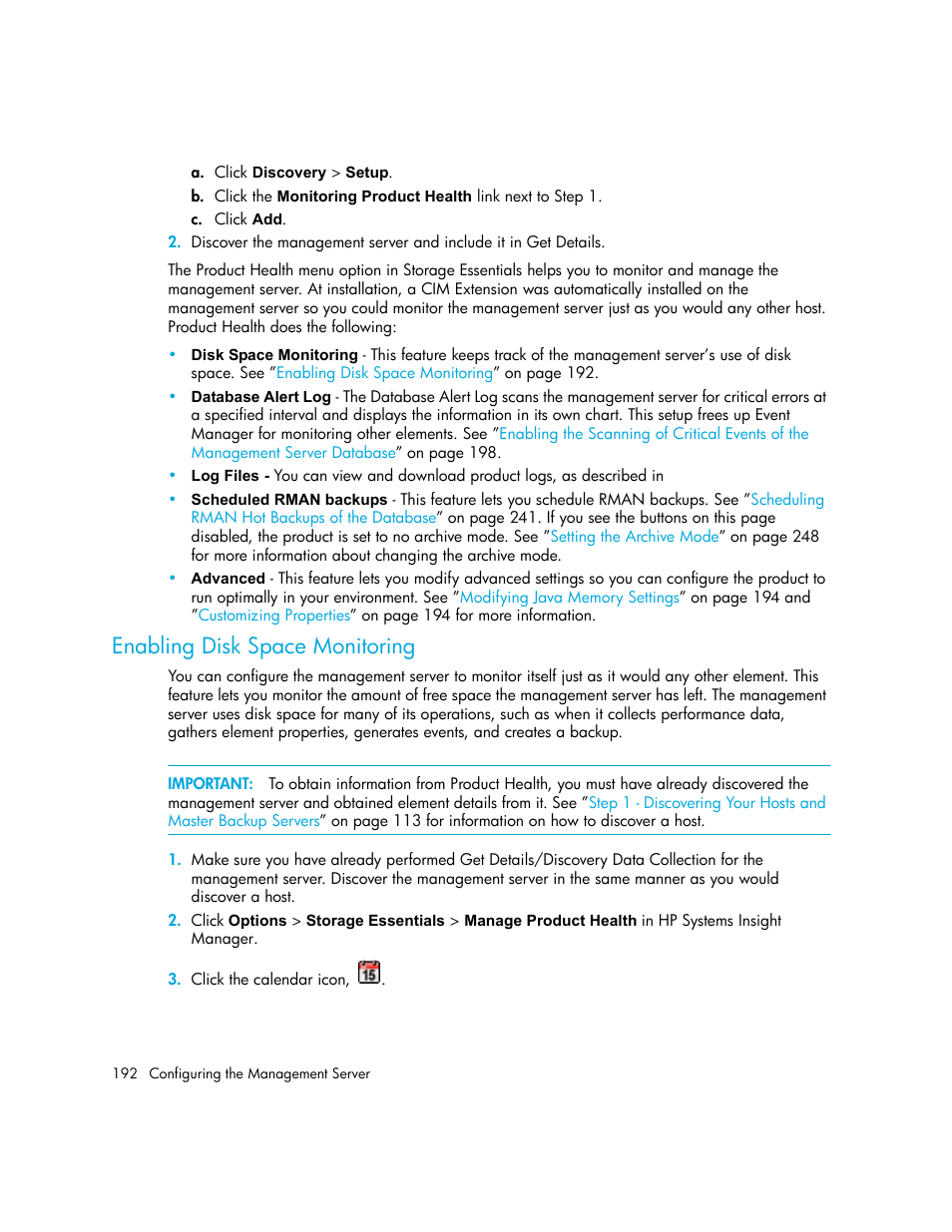 Enabling disk space monitoring | HP Storage Essentials NAS Manager Software User Manual | Page 224 / 770